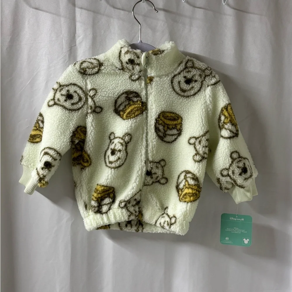 Disney Baby Winnie the Pooh Sherpa Fleece Jacket Light Green‎ 18M NWT